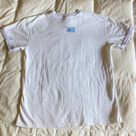 Vintage Nike TShirt L Spell Out Puff Print Glitter Logo Center Swoosh USA Y2K 99 - Picture 7 of 14